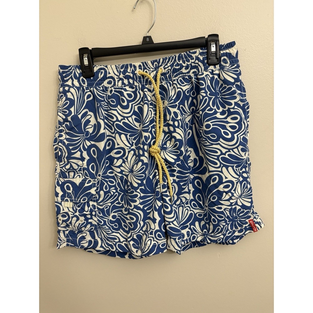 Tommy Bahama Relax Swim Trunks Mens Size M Blue White Floral Print Lined